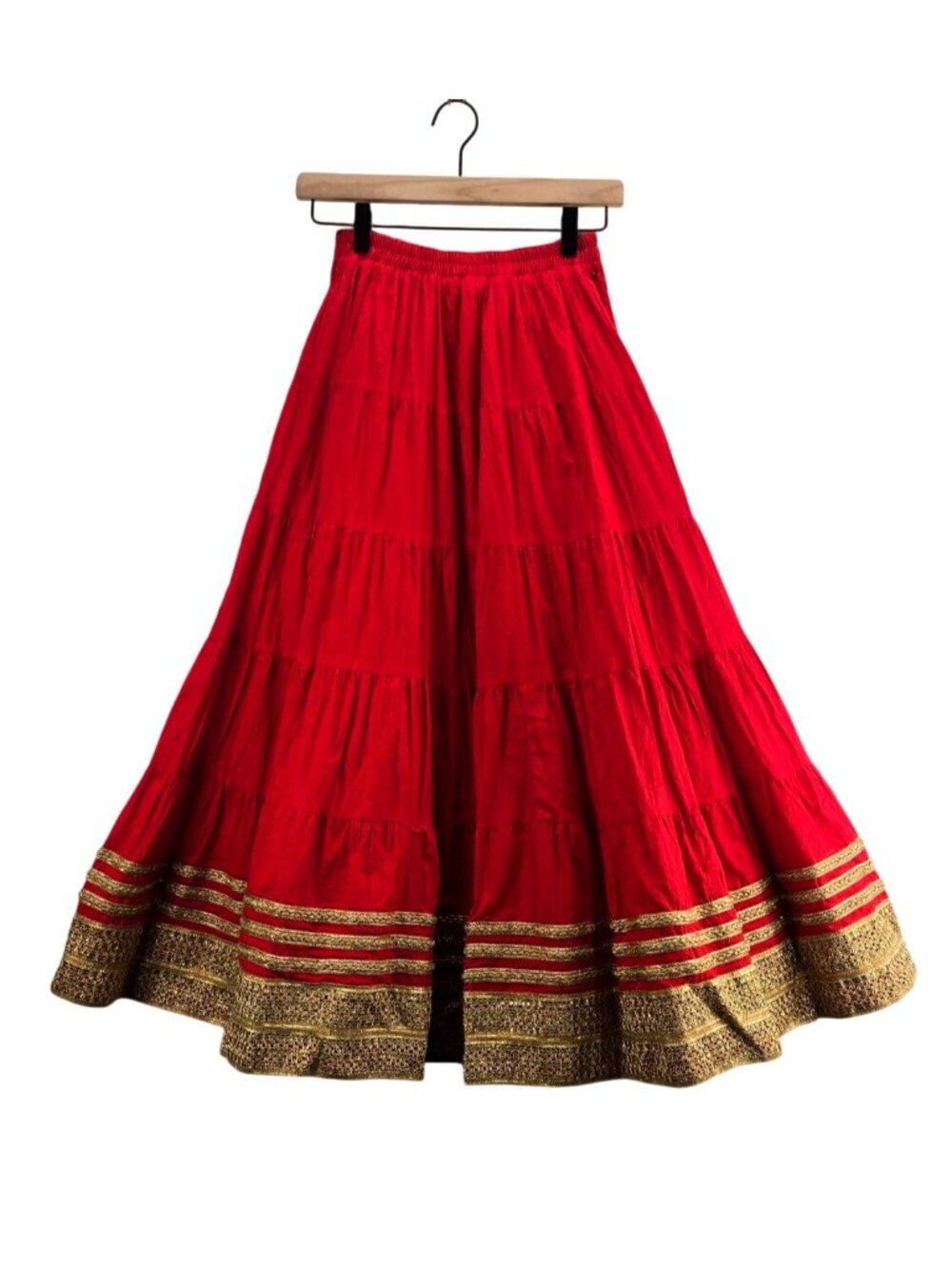 Girls Maxi Skirt Indie Red Glod M Pothys Garments NWT Rajasthani Festival Boho